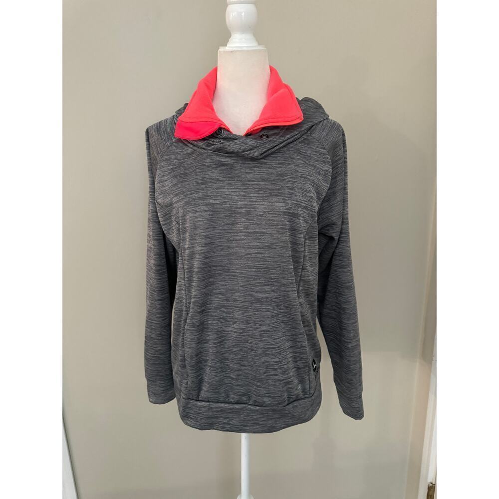 Women's John Deere Gray and Orange Hooded Sweatshirt - Size Medium
